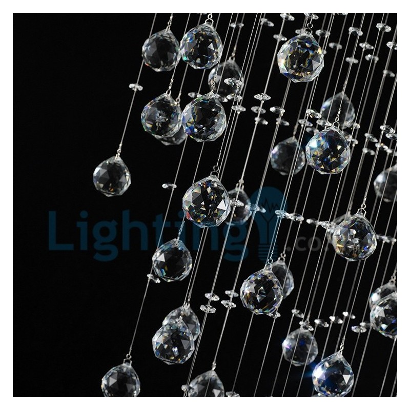 Lustre contemporain moderne à montage encastré, luminaire suspendu en cristal avec goutte de pluie