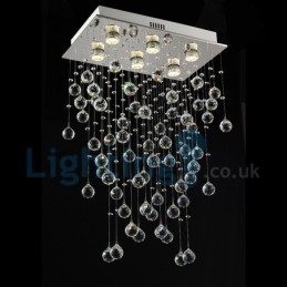 Lustre contemporain moderne à montage encastré, luminaire suspendu en cristal avec goutte de pluie