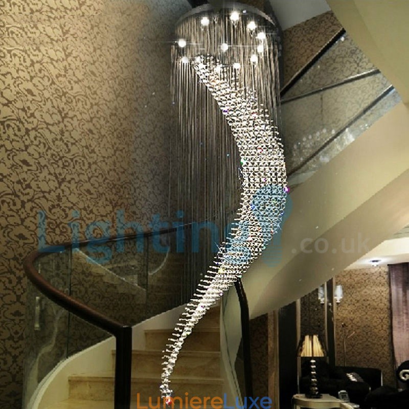 Lustre contemporain moderne à montage encastré, luminaire suspendu en cristal avec goutte de pluie
