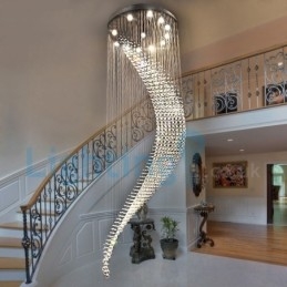 Lustre contemporain moderne à montage encastré, luminaire suspendu en cristal avec goutte de pluie