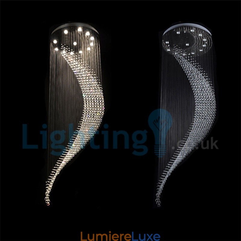 Lustre contemporain moderne à montage encastré, luminaire suspendu en cristal avec goutte de pluie