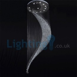 Lustre contemporain moderne à montage encastré, luminaire suspendu en cristal avec goutte de pluie