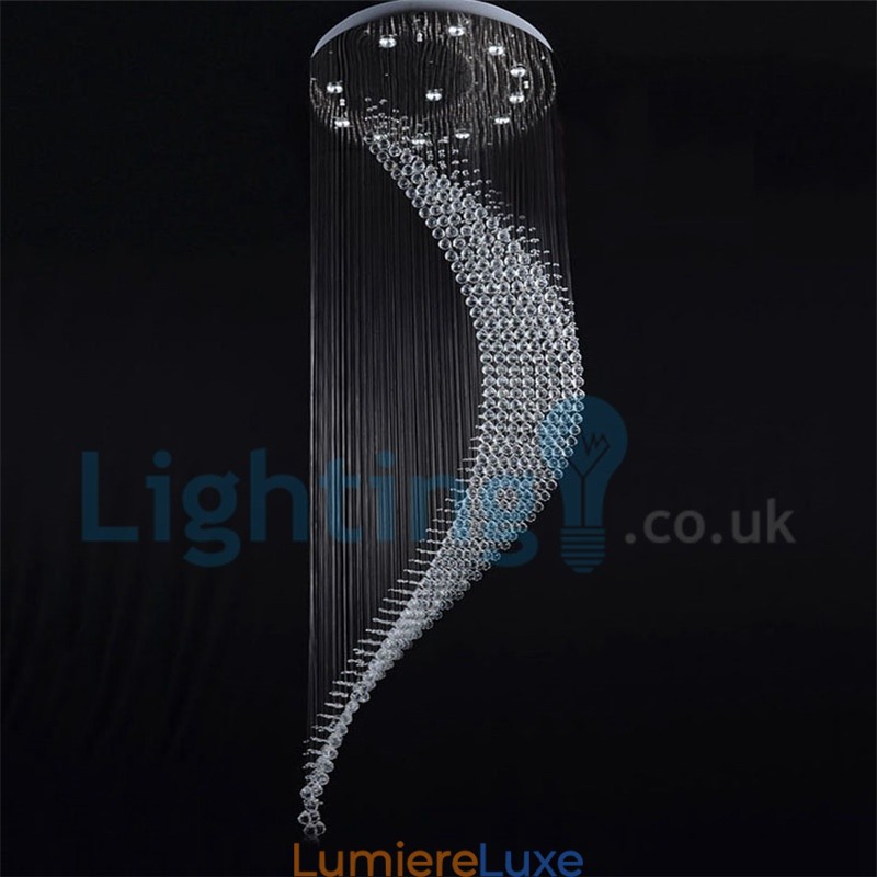 Lustre contemporain moderne à montage encastré, luminaire suspendu en cristal avec goutte de pluie