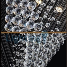 Lustre contemporain moderne à montage encastré, luminaire suspendu en cristal avec goutte de pluie