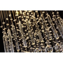 Lustre contemporain moderne à montage encastré, luminaire suspendu en cristal avec goutte de pluie