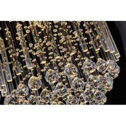Lustre contemporain moderne à montage encastré, luminaire suspendu en cristal avec goutte de pluie