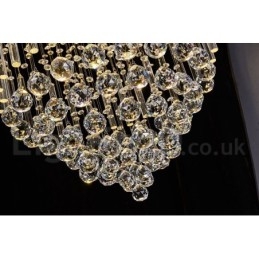 Lustre contemporain moderne à montage encastré, luminaire suspendu en cristal avec goutte de pluie