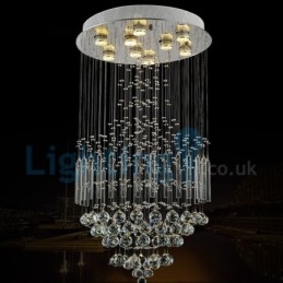 Lustre contemporain moderne à montage encastré, luminaire suspendu en cristal avec goutte de pluie