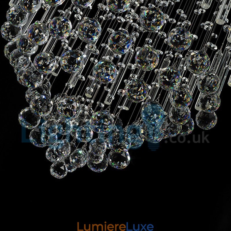 Lustre contemporain moderne à montage encastré, luminaire suspendu en cristal avec goutte de pluie