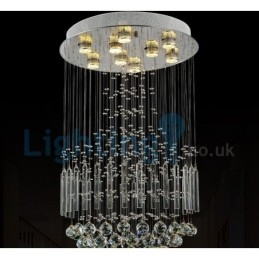 Lustre contemporain moderne à montage encastré, luminaire suspendu en cristal avec goutte de pluie