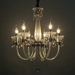 Lustre Lodge de style américain à 6 lumières avec abat-jour en verre