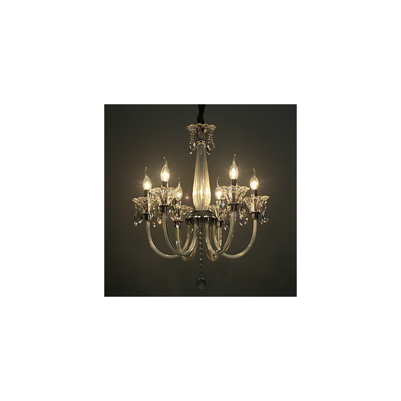 Lustre Lodge de style américain à 6 lumières avec abat-jour en verre