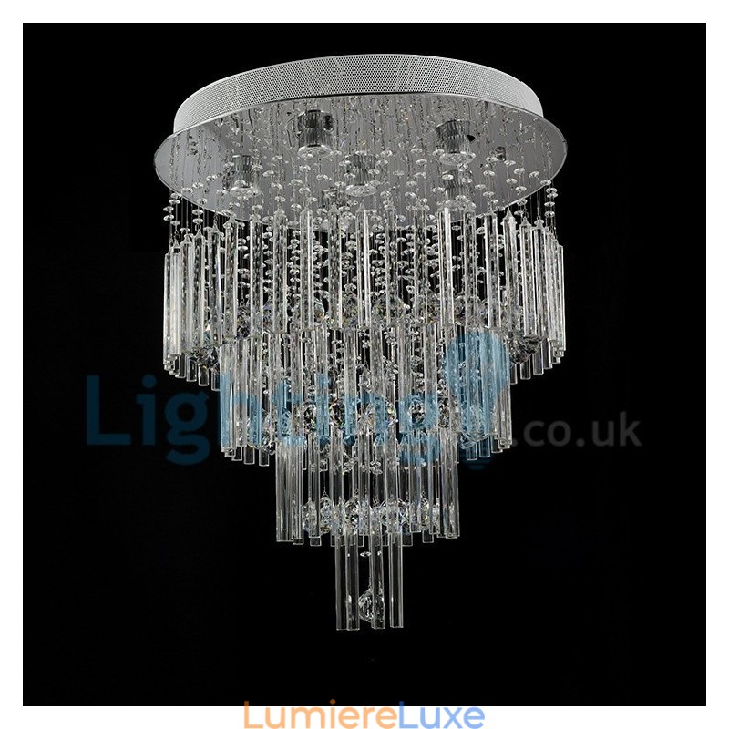 Lustre contemporain moderne à montage encastré, luminaire suspendu en cristal avec goutte de pluie