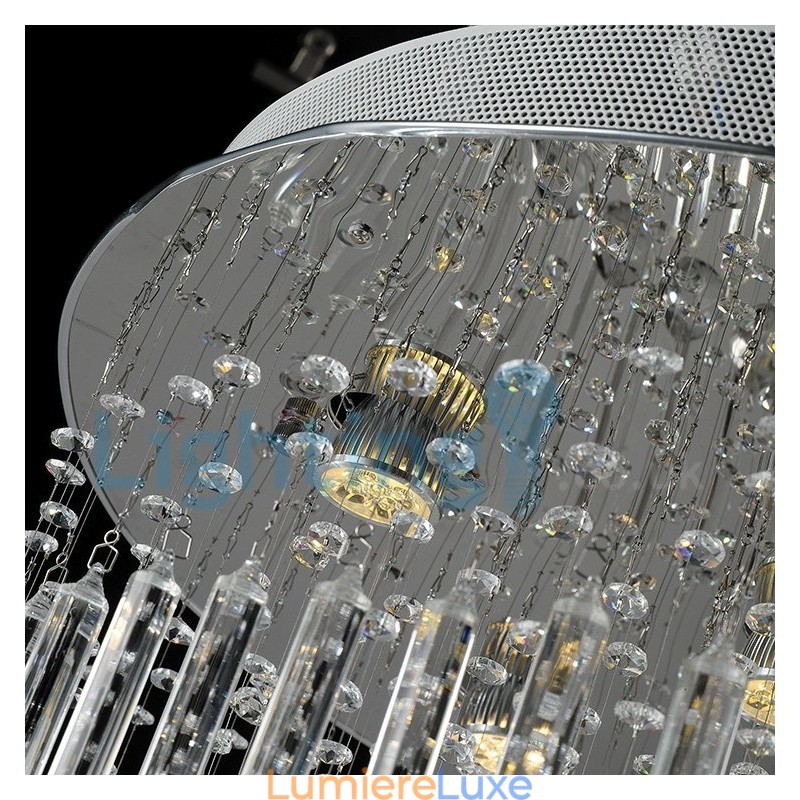Lustre contemporain moderne à montage encastré, luminaire suspendu en cristal avec goutte de pluie