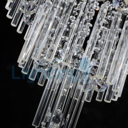 Lustre contemporain moderne à montage encastré, luminaire suspendu en cristal avec goutte de pluie