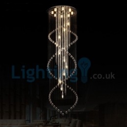 Lustre contemporain moderne à montage encastré, luminaire suspendu en cristal avec goutte de pluie