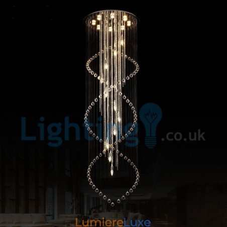 Lustre contemporain moderne à montage encastré, luminaire suspendu en cristal avec goutte de pluie Lustre contemporain moderne à montage encastré, luminaire suspendu en cristal avec goutte de pluie