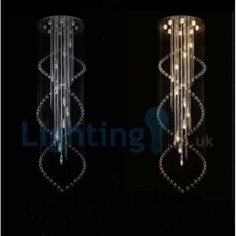 Lustre contemporain moderne à montage encastré, luminaire suspendu en cristal avec goutte de pluie