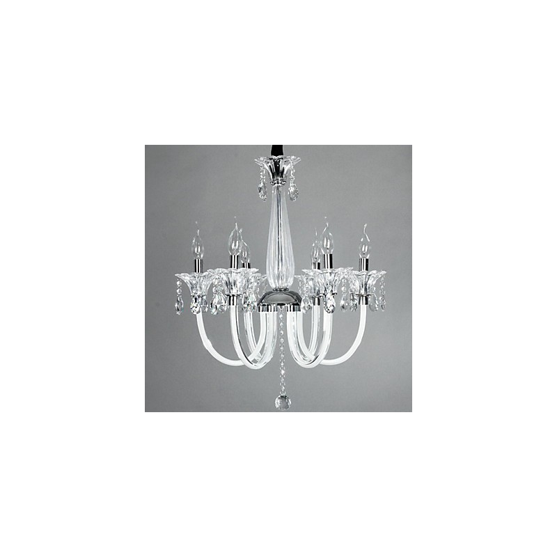 Lustre Lodge de style américain à 6 lumières avec abat-jour en verre