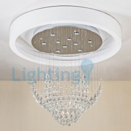 Lustre contemporain moderne à montage encastré, luminaire suspendu en cristal avec goutte de pluie