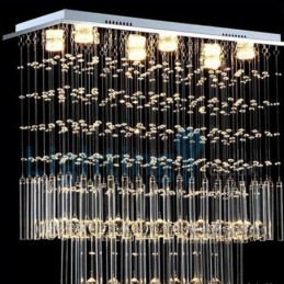 Lustre contemporain moderne à montage encastré, luminaire suspendu en cristal avec goutte de pluie