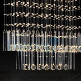 Lustre contemporain moderne à montage encastré, luminaire suspendu en cristal avec goutte de pluie