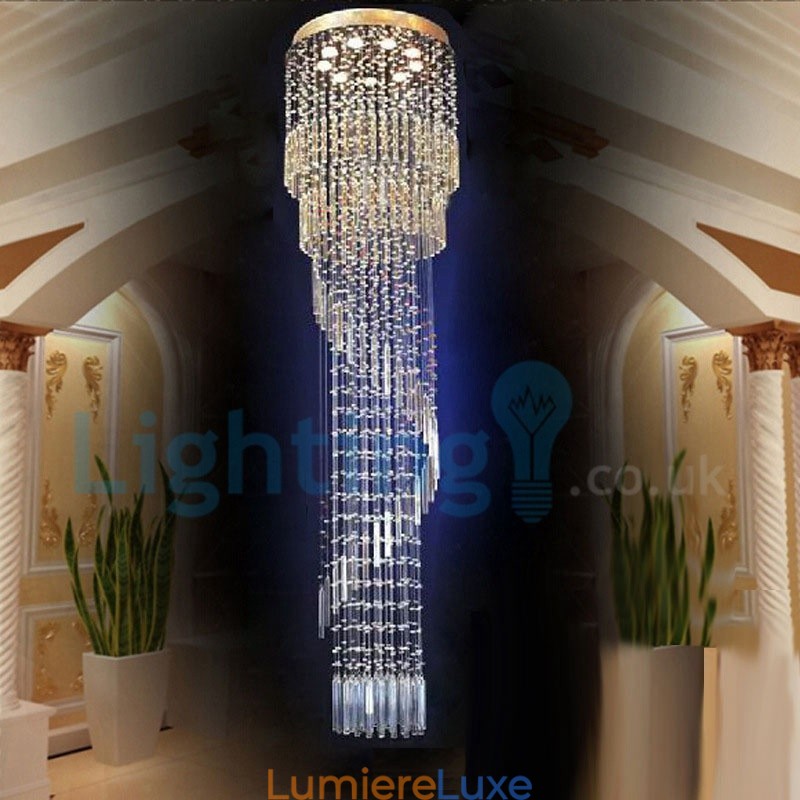 Lustre contemporain moderne à montage encastré, luminaire suspendu en cristal avec goutte de pluie