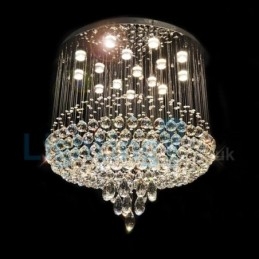 Lustre contemporain moderne à montage encastré, luminaire suspendu en cristal avec goutte de pluie