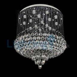 Lustre contemporain moderne à montage encastré, luminaire suspendu en cristal avec goutte de pluie