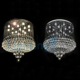 Lustre contemporain moderne à montage encastré, luminaire suspendu en cristal avec goutte de pluie