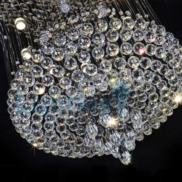 Lustre contemporain moderne à montage encastré, luminaire suspendu en cristal avec goutte de pluie