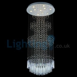 Lustre contemporain moderne à montage encastré, luminaire suspendu en cristal avec goutte de pluie