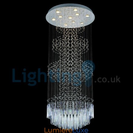 Lustre contemporain moderne à montage encastré, luminaire suspendu en cristal avec goutte de pluie Lustre contemporain moderne à montage encastré, luminaire suspendu en cristal avec goutte de pluie