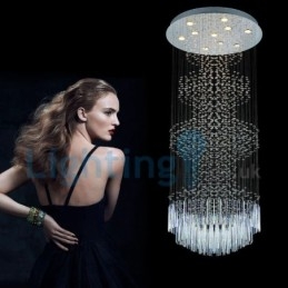 Lustre contemporain moderne à montage encastré, luminaire suspendu en cristal avec goutte de pluie