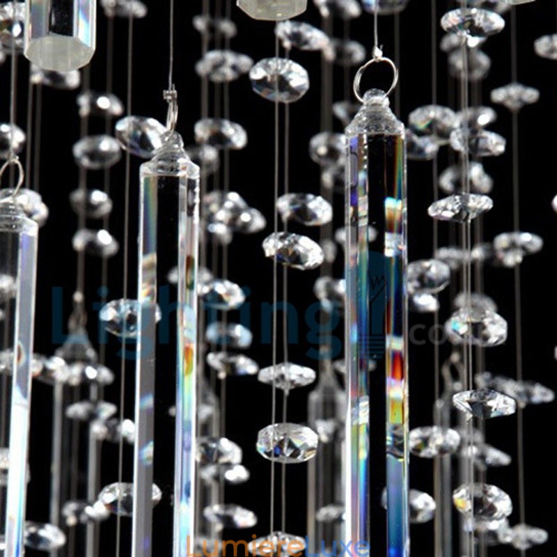 Lustre contemporain moderne à montage encastré, luminaire suspendu en cristal avec goutte de pluie