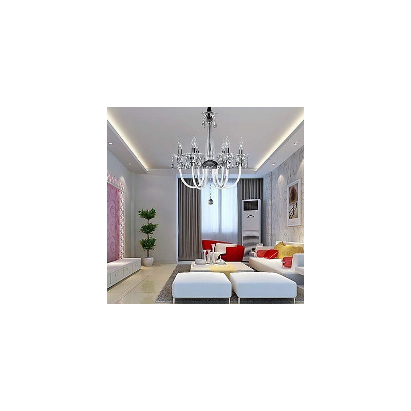 Lustre Lodge de style américain à 6 lumières avec abat-jour en verre