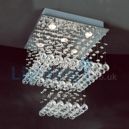 Lustre contemporain moderne à montage encastré, luminaire suspendu en cristal avec goutte de pluie