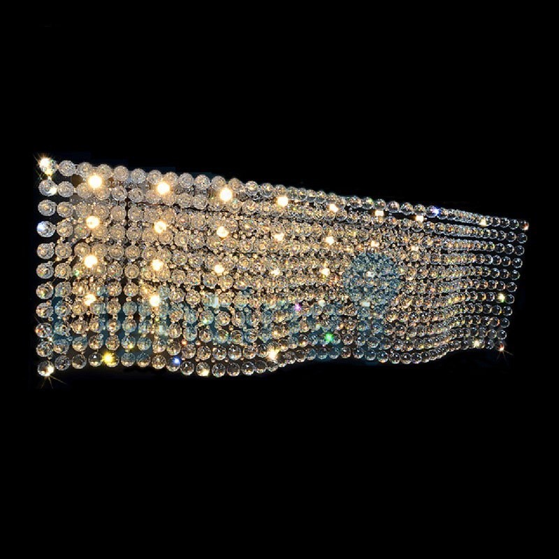 Lustre contemporain moderne à montage encastré, luminaire suspendu en cristal avec goutte de pluie
