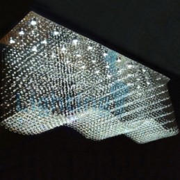 Lustre contemporain moderne à montage encastré, luminaire suspendu en cristal avec goutte de pluie