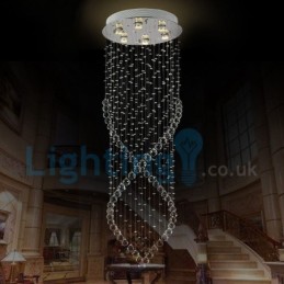 Lustre contemporain moderne à montage encastré, luminaire suspendu en cristal avec goutte de pluie