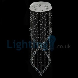 Lustre contemporain moderne à montage encastré, luminaire suspendu en cristal avec goutte de pluie