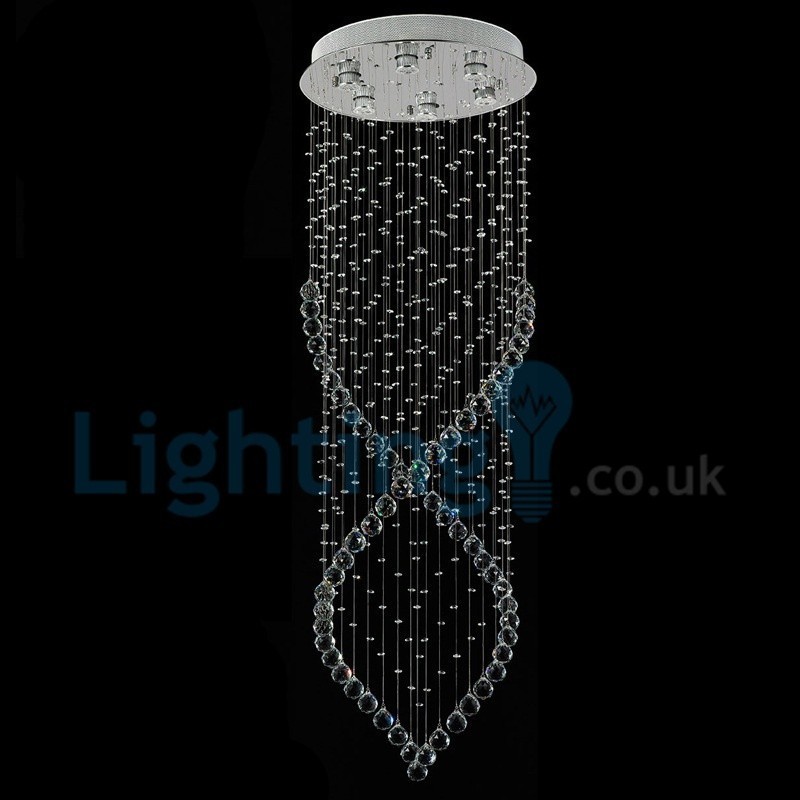 Lustre contemporain moderne à montage encastré, luminaire suspendu en cristal avec goutte de pluie