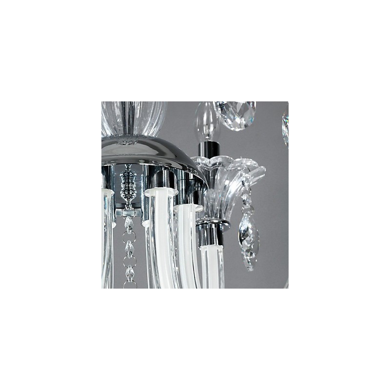 Lustre Lodge de style américain à 6 lumières avec abat-jour en verre