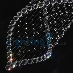 Lustre contemporain moderne à montage encastré, luminaire suspendu en cristal avec goutte de pluie
