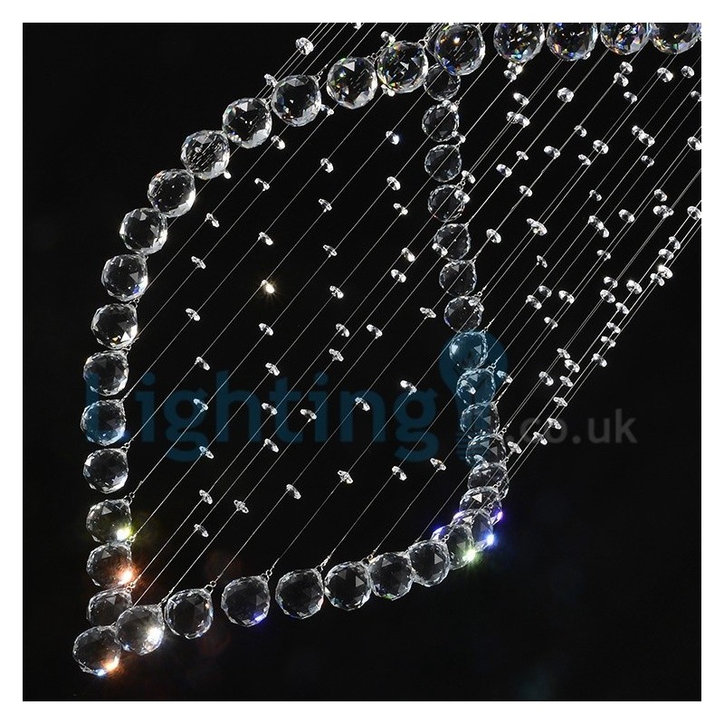 Lustre contemporain moderne à montage encastré, luminaire suspendu en cristal avec goutte de pluie