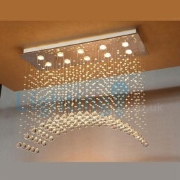 Lustre contemporain moderne à montage encastré, luminaire suspendu en cristal avec goutte de pluie