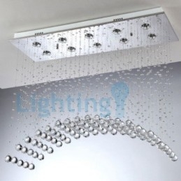 Lustre contemporain moderne à montage encastré, luminaire suspendu en cristal avec goutte de pluie