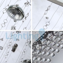 Lustre contemporain moderne à montage encastré, luminaire suspendu en cristal avec goutte de pluie
