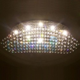 Lustre contemporain moderne à montage encastré, luminaire suspendu en cristal avec goutte de pluie