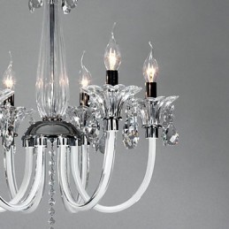 Lustre Lodge de style américain à 6 lumières avec abat-jour en verre